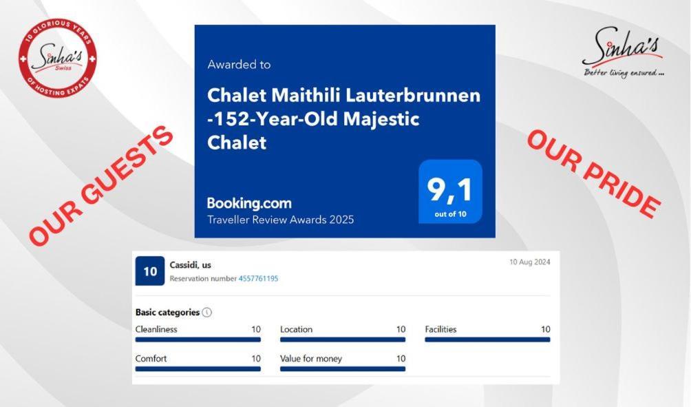 Chalet Maithili Lauterbrunnen -152-Year-Old Majestic Chalet المظهر الخارجي الصورة